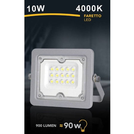 Faro Led 10 W Ultra Slim Grigio Esterno Ip65 Luce Fredda Naturale Calda Fs10w-g