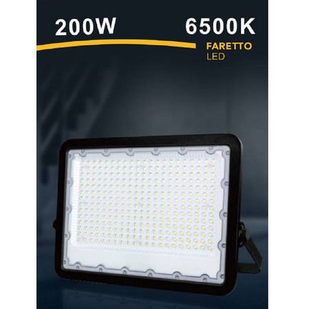 Faro Led 200 W Ultra Slim Esterno Nero Ip65 Luce Fredda Naturale Calda Fs200w-n