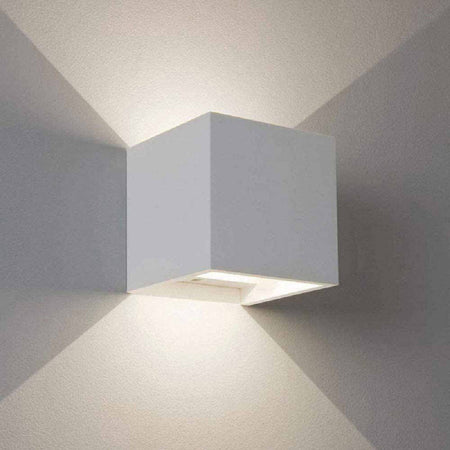 Applique Da Parete In Gesso A Cubo Up E Down Verniciabile Lampada G9 Moderno Gs-e15