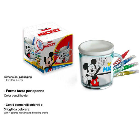 Tazza Portapenne Da Colorare Mickey Mouse Bicchiere Porta Colori Pennarelli