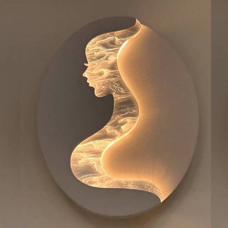 Applique Led 7w A Muro Con Raffigurazione Volto Donna 3 Colorazione Luce Aq12-3c