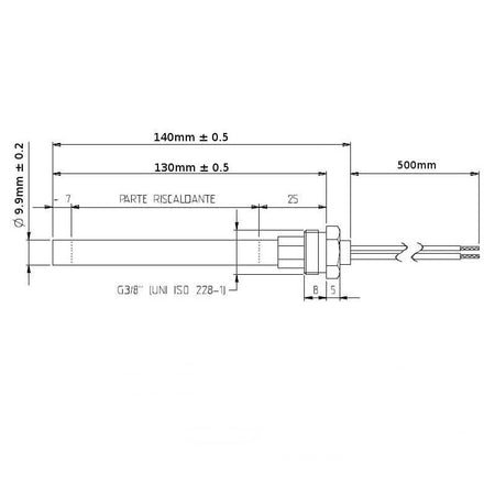 Resistenza accensione con raccordo filettato 3/8" GAS Stufa a Pellet 14701023