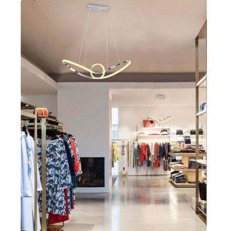 Lampadario Led Moderno Argento A Sospensione 38 Watt Luce 6500k 4000k 3000k A07
