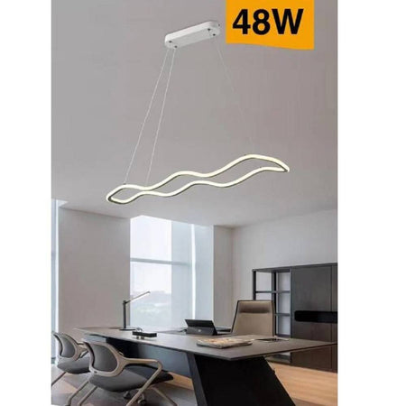 Lampadario Bianco Ondulato A Led 48 W Sospensione Luce 6500k 3000k 4000k B67-b