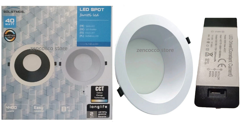 Faretto LED SPOT LIGHT Incasso a molle 40W rotondo LUCE seleCCTable 4400LM IP20