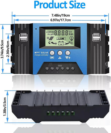 MPPT 100A Regolatore di Carica Solare 12V 24V Identificazione Automatica 4 USB