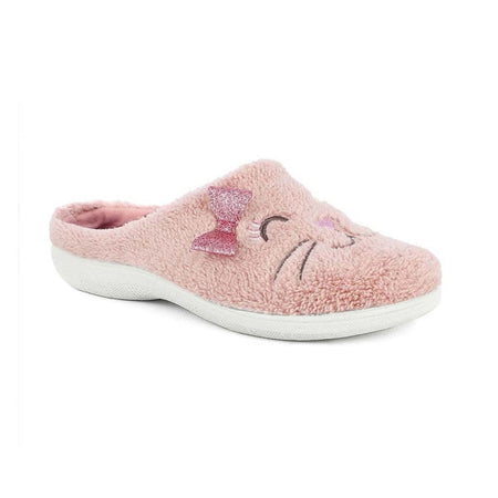 INBLU Pantofole gatto con fiocco glitterato rosa EC96