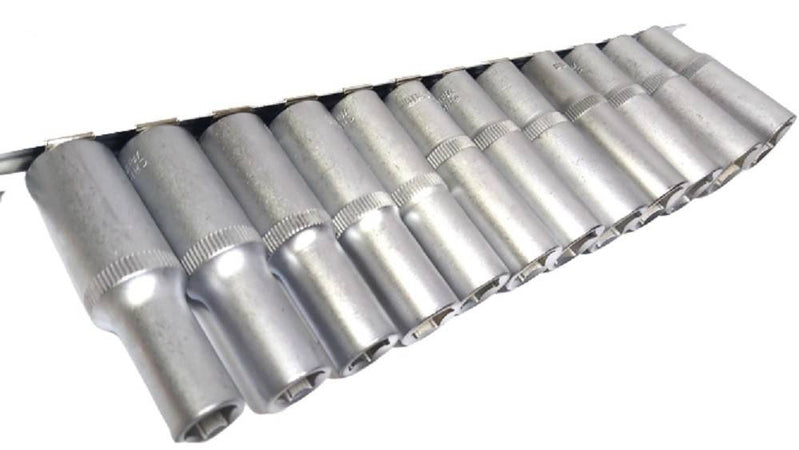 Set Di Chiavi Bussola Lunghe Da 1/2 Chrome Vanadium 10 A 24 Mm 12 Pezzi Mr70253