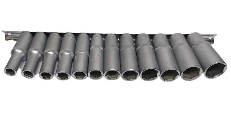 Set Di Chiavi Bussola Lunghe Da 1/2 Chrome Vanadium 10 A 24 Mm 12 Pezzi Mr70253