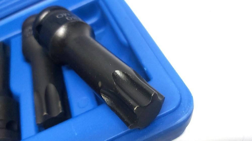 Set 8 Pezzi Chiavi Bussole Torx Attacco 1/2" T30 T80 A Impatto Lunghe 78 Mm