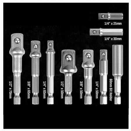 Set 9 Pz Adattatori Per Bussola 1/4" 3/8" 1/2" Per Avvitatore Trapano Sdy-96032