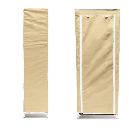 Scarpiera Salvaspazio 10Ripiani 36Paia Struttura Metallo Tessuto TNT 60x30 H150cm Beige
