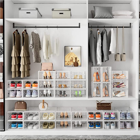 Kit 12 Scatole Portascarpe Impilabili Salvaspazio 33,5x23x14,5 cm Ventilate Multiuso