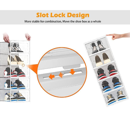 Kit 12 Scatole Portascarpe Impilabili Salvaspazio 33,5x23x14,5 cm Ventilate Multiuso