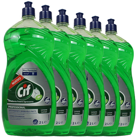 6x2 Litri Cif Detersivo Manuale per Piatti Professionale Sgrassante Contro Unto