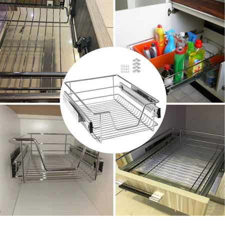 Cassetto Telescopico Cucina 50cm Cestello Acciaio Estraibile Organizer Salvaspazio
