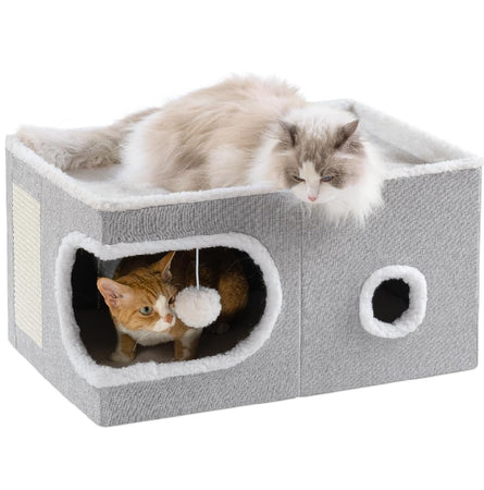 Cuccia per Gatti Tiragraffi Casetta Animale 58x42x33 cm Cuscino e Base Antiscivolo