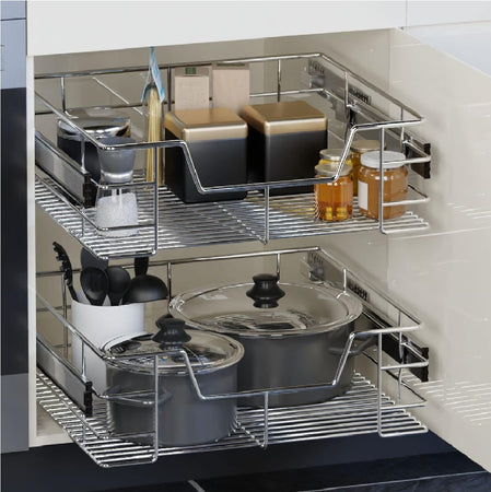 Cassetto Telescopico Cucina 50cm Cestello Acciaio Estraibile Organizer Salvaspazio