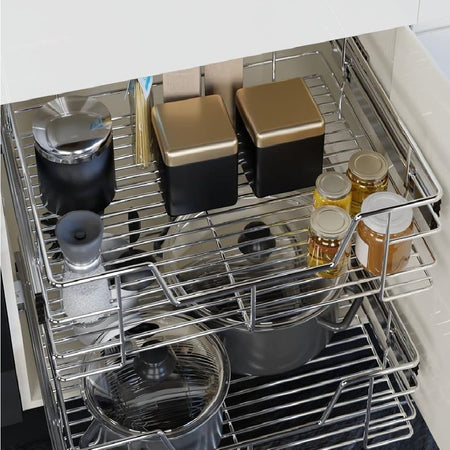 Cassetto Telescopico Cucina 50cm Cestello Acciaio Estraibile Organizer Salvaspazio