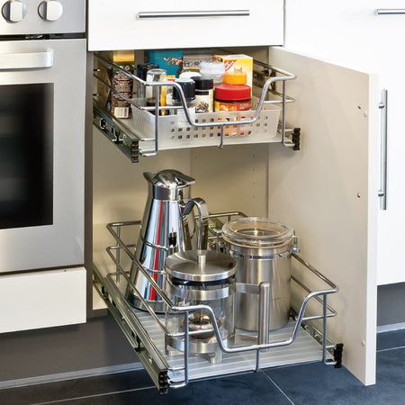 Cassetto Telescopico Cucina 30cm Cestello Acciaio Estraibile Organizer Salvaspazio