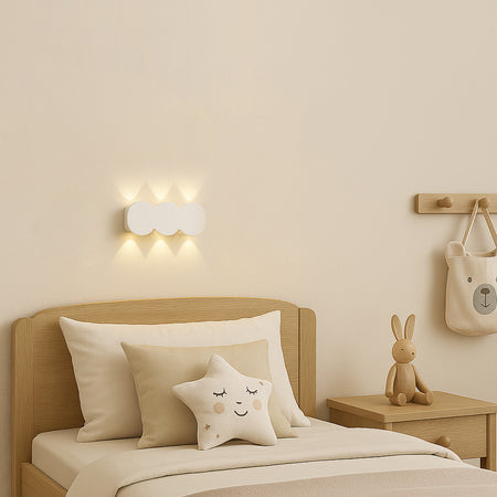 Applique da Muro LED 6 Luci Bianco Caldo Esterno Interno Alluminio 15x8x3 cm Bianco