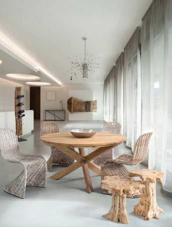 Tavolino "Kavir" struttura in radici di teak finitura naturale per interni