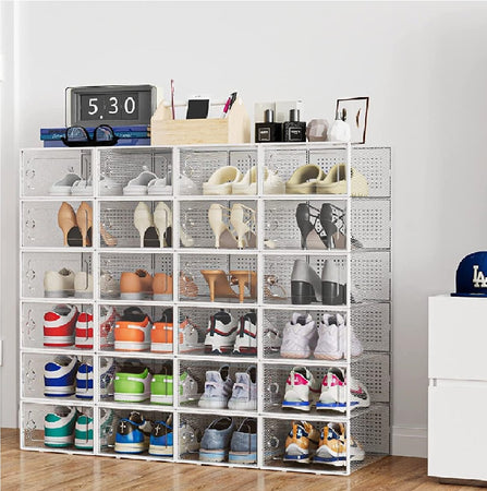 Kit 6 Scatole Portascarpe Impilabili Salvaspazio 34.5x25.5 H105 cm Ventilate Multiuso