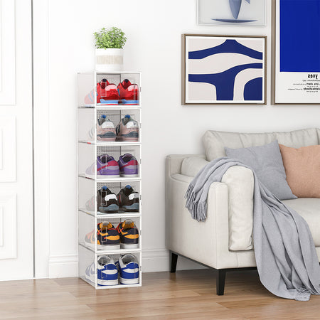 Kit 6 Scatole Portascarpe Impilabili Salvaspazio 34.5x25.5 H105 cm Ventilate Multiuso