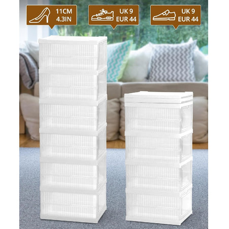 Kit 6 Scatole Portascarpe Impilabili Salvaspazio 34.5x25.5 H105 cm Ventilate Multiuso