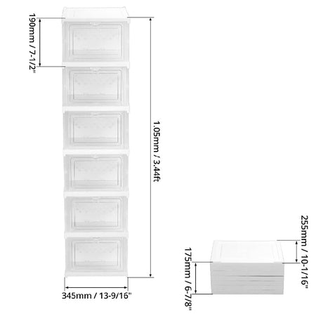 Kit 6 Scatole Portascarpe Impilabili Salvaspazio 34.5x25.5 H105 cm Ventilate Multiuso