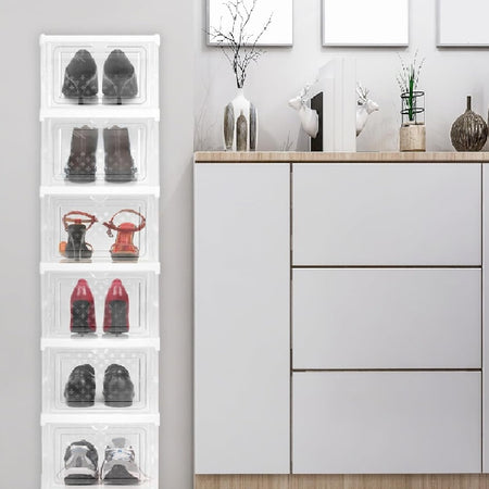 Kit 6 Scatole Portascarpe Impilabili Salvaspazio 34.5x25.5 H105 cm Ventilate Multiuso