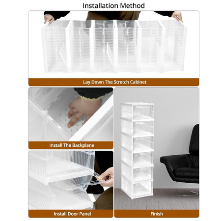 Kit 6 Scatole Portascarpe Impilabili Salvaspazio 34.5x25.5 H105 cm Ventilate Multiuso