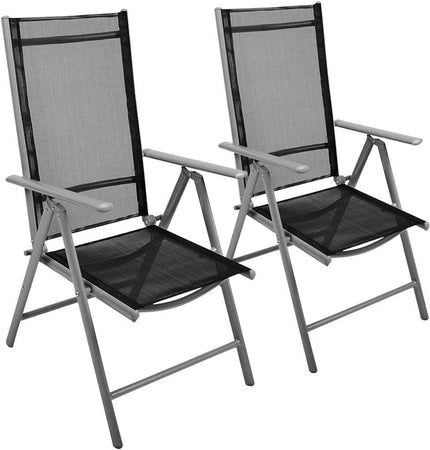Set 2 Sedie Giardino Pieghevole Campeggio Reclinabile 5 Posizioni Texilene Grigio