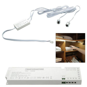 Kit Doppio Sensore 12/24v Interruttore Senza Contatto Strisce Led Alimentatore 100w