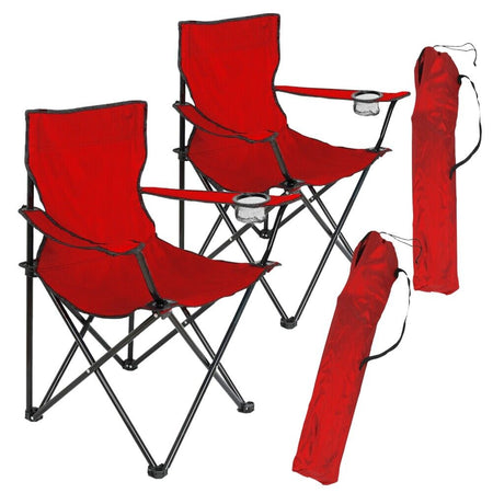 2pz Sedia Campeggio Portatile Pieghevole Telo Oxford Sacca con Maniglia H90cm Rosso