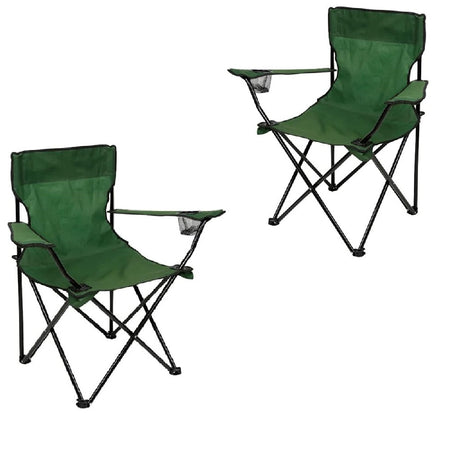 2pz Sedia Campeggio Portatile Pieghevole Telo Oxford Sacca con Maniglia H90cm Verde