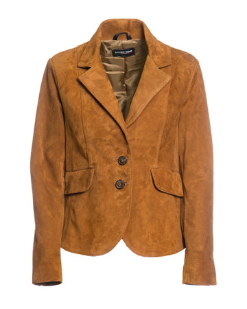 Classic 712 - Giacca Donna Cognac in vera pelle camoscio