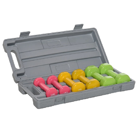 Set Manubri Palestra 6 Pesi Fitness con Valigetta 0.5kg 1kg 1.5kg colorati