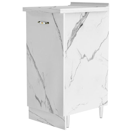 Mobile Base Cucina Componibile Minimal Bianco Effetto Marmo 1 Anta e 2 Scomparti