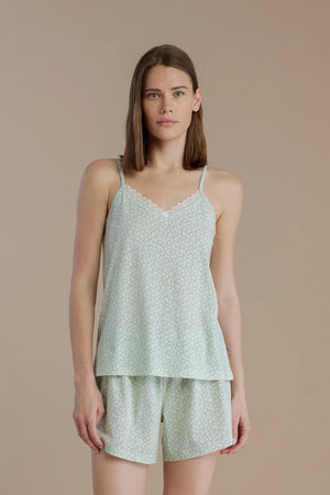 Pigiama donna in cotone con top bretellina e pantalone corto - Noi di notte 9156