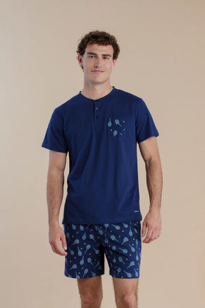 Pigiama uomo in cotone con top manica corta e pantalone corto - Noi di notte 3067