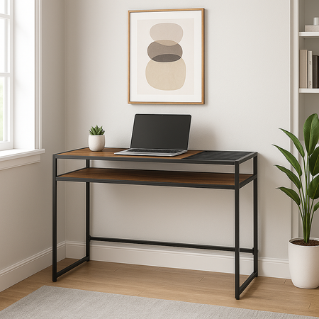 Scrivania Tavolo Consolle PC Legno e Metallo con Portadocumenti Casa Ufficio