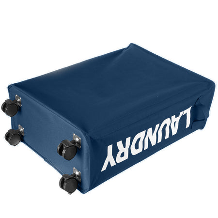 Cesto Biancheria Sporca Pieghevole in Tessuto Oxford Slim con Ruote e Coperchio Blu