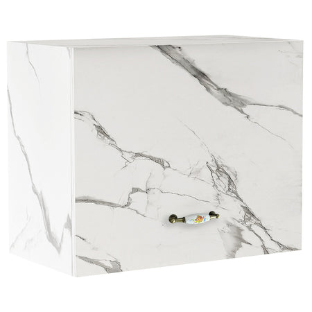 Mobile Cucina Pensile 1 Anta Componibile in Legno Colore Bianco Marmo 60x32 H49cm