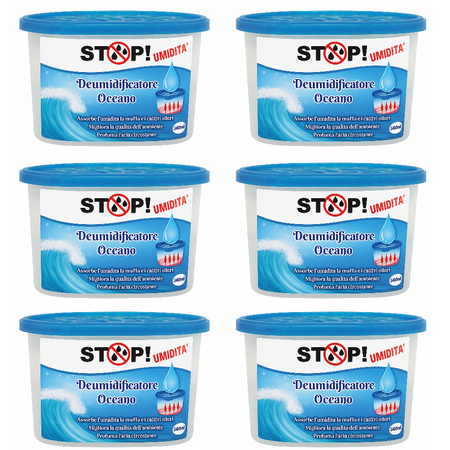 6pz Deumidificatore Casa Portatile 500ml contro Muffa Assorbi Umidità Oceano