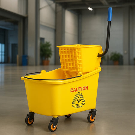 Carrello Pulizie Professionale con Secchio Lavapavimenti 23LT e 4 Ruote Mobili