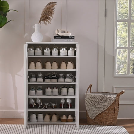 Scarpiera Salvaspazio con 2 Ante e 6 Ripiani in Legno 60x32H95cm Porta Scarpe