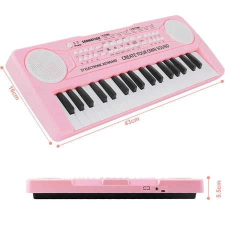 Tastiera Giocattolo Musicale Piano Keyboard Musica per Bambini con 37 Tasti Rosa