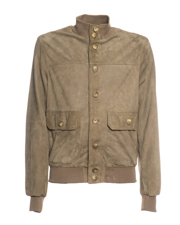 Polo Uomo - Bomber Tortora in vera pelle camoscio