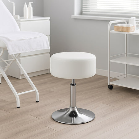 Sgabello Lavoro Make Up Toeletta Seduta Rotante Altezza Regolabile Comodo 130kg Bianco
